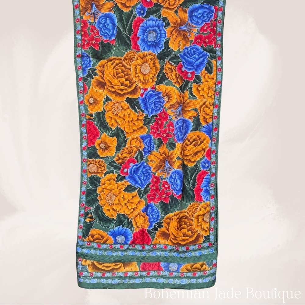 Vintage Albert Nipon Silk Floral Scarf - Picture 2 of 5